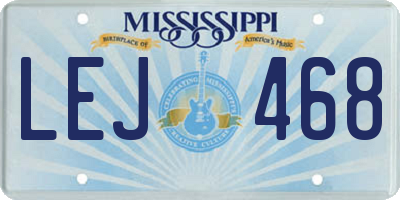 MS license plate LEJ468