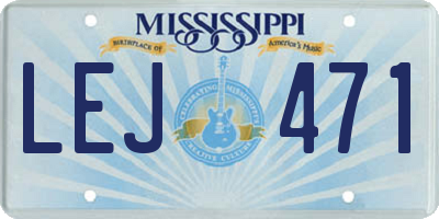 MS license plate LEJ471
