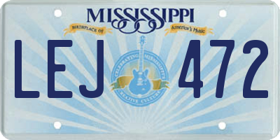 MS license plate LEJ472