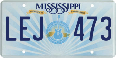 MS license plate LEJ473