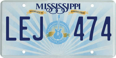 MS license plate LEJ474