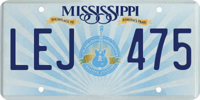 MS license plate LEJ475