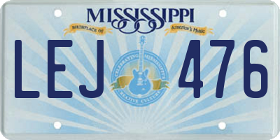 MS license plate LEJ476