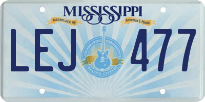 MS license plate LEJ477