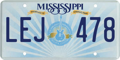 MS license plate LEJ478