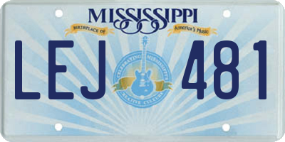 MS license plate LEJ481