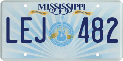 MS license plate LEJ482
