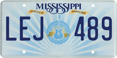 MS license plate LEJ489