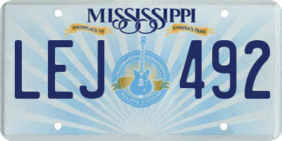 MS license plate LEJ492