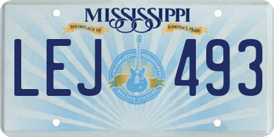 MS license plate LEJ493