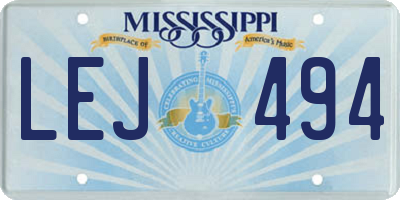 MS license plate LEJ494
