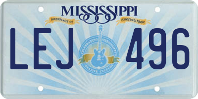 MS license plate LEJ496