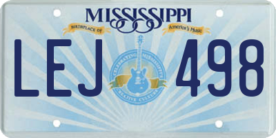 MS license plate LEJ498
