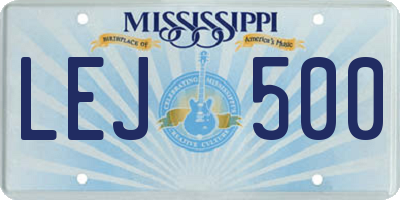 MS license plate LEJ500