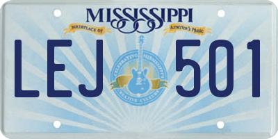MS license plate LEJ501