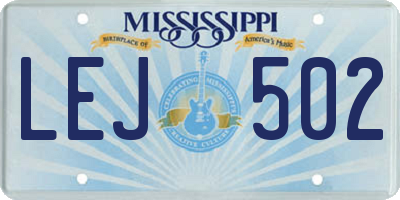 MS license plate LEJ502
