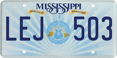 MS license plate LEJ503