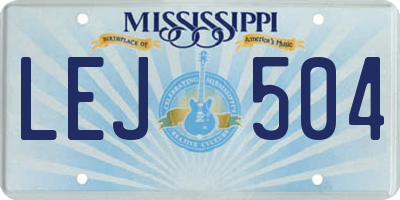 MS license plate LEJ504