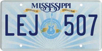MS license plate LEJ507