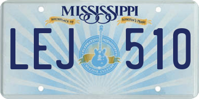 MS license plate LEJ510