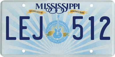 MS license plate LEJ512