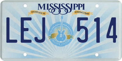 MS license plate LEJ514