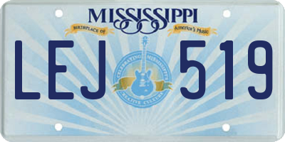 MS license plate LEJ519