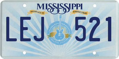 MS license plate LEJ521