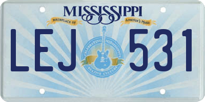 MS license plate LEJ531