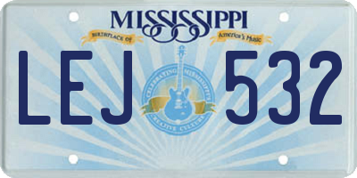 MS license plate LEJ532