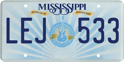 MS license plate LEJ533