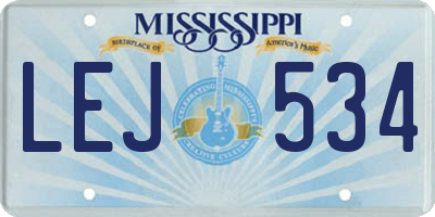 MS license plate LEJ534