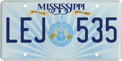 MS license plate LEJ535