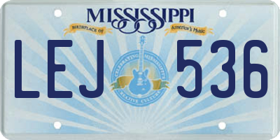 MS license plate LEJ536
