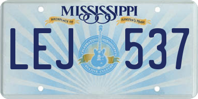 MS license plate LEJ537