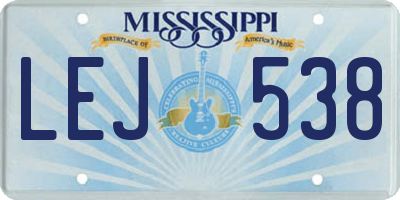 MS license plate LEJ538
