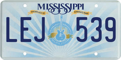 MS license plate LEJ539