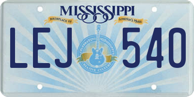 MS license plate LEJ540