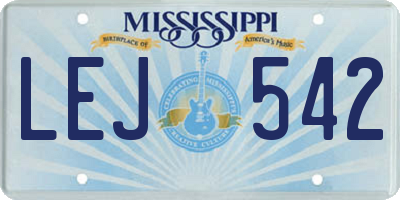 MS license plate LEJ542