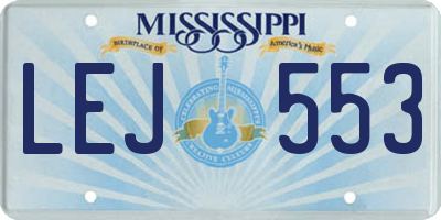 MS license plate LEJ553