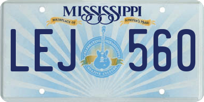 MS license plate LEJ560