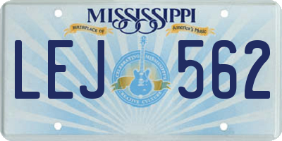 MS license plate LEJ562
