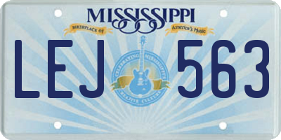 MS license plate LEJ563