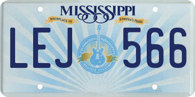 MS license plate LEJ566