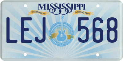 MS license plate LEJ568