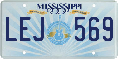 MS license plate LEJ569