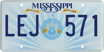 MS license plate LEJ571