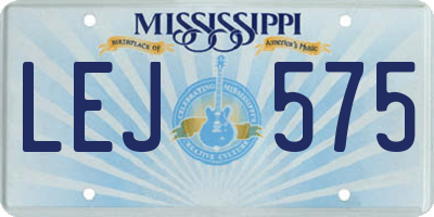 MS license plate LEJ575
