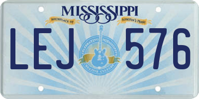 MS license plate LEJ576