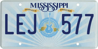 MS license plate LEJ577